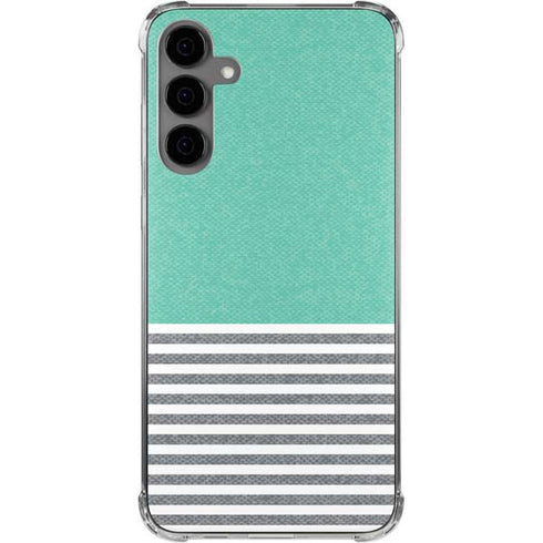 Teal and Grey Stripes Galaxy S24 Plus Clear Case