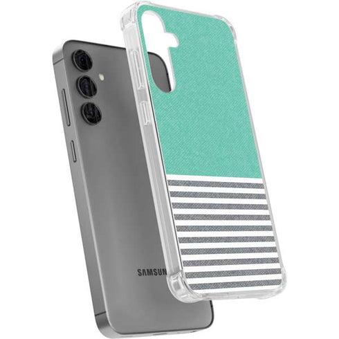 Teal and Grey Stripes Galaxy S24 Plus Clear Case