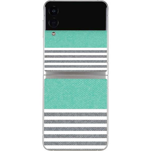 Teal and Grey Stripes Galaxy Z Flip3 5G Skin