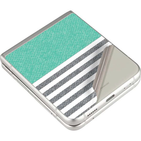 Teal and Grey Stripes Galaxy Z Flip3 5G Skin