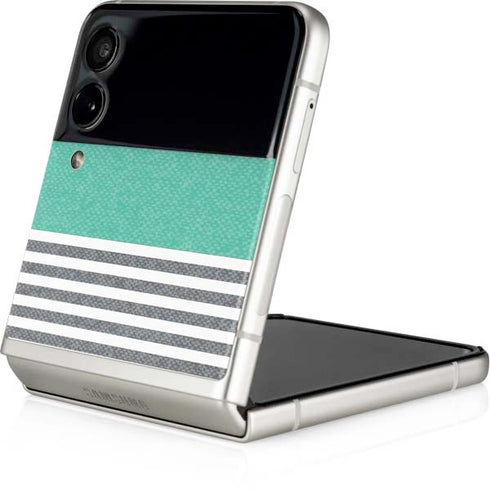 Teal and Grey Stripes Galaxy Z Flip3 5G Skin