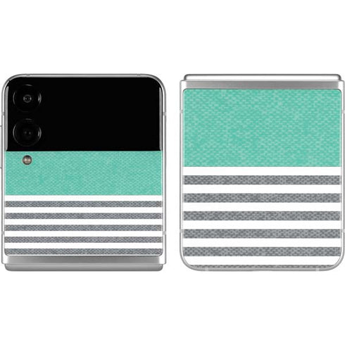 Teal and Grey Stripes Galaxy Z Flip4 5G Skin