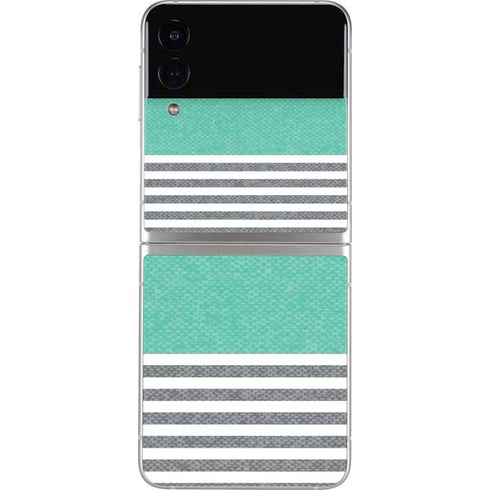 Teal and Grey Stripes Galaxy Z Flip4 5G Skin