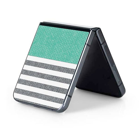 Teal and Grey Stripes Galaxy Z Flip5 5G Skin