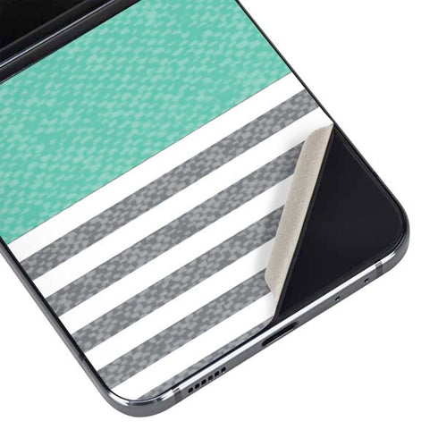 Teal and Grey Stripes Galaxy Z Flip5 5G Skin