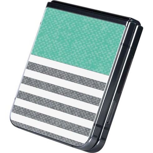 Teal and Grey Stripes Galaxy Z Flip5 5G Skin