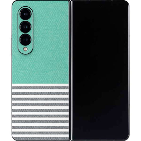 Teal and Grey Stripes Galaxy Z Fold4 5G Skin
