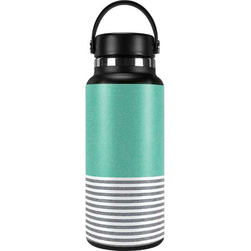 Teal and Grey Stripes Hydro Flask 32oz Wide Mouth Skin
