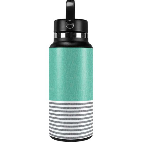 Teal and Grey Stripes Hydro Flask 32oz Wide Mouth Skin