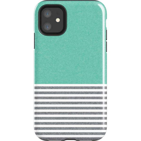 Teal and Grey Stripes iPhone 11 Impact Case