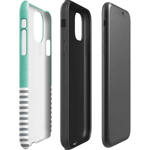 Teal and Grey Stripes iPhone 11 Impact Case