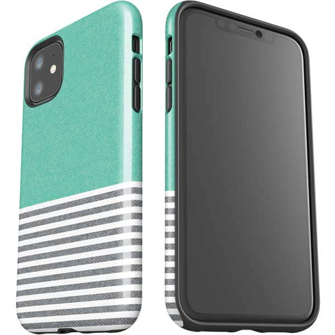 Teal and Grey Stripes iPhone 11 Impact Case