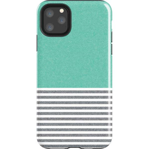 Teal and Grey Stripes iPhone 11 Pro Max Impact Case