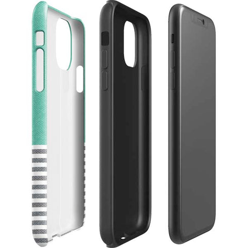 Teal and Grey Stripes iPhone 11 Pro Max Impact Case