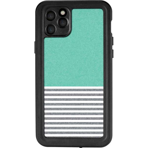 Teal and Grey Stripes iPhone 11 Pro Max Waterproof Case