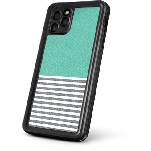 Teal and Grey Stripes iPhone 11 Pro Max Waterproof Case