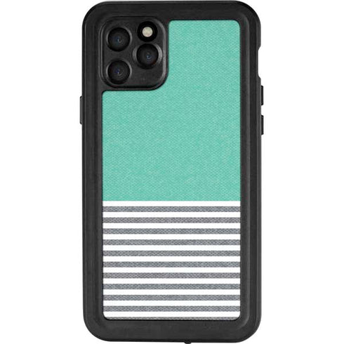Teal and Grey Stripes iPhone 11 Pro Waterproof Case