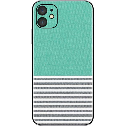 Teal and Grey Stripes iPhone 11 Skin