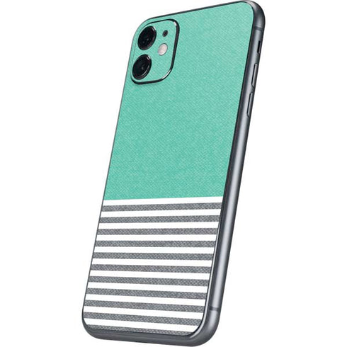Teal and Grey Stripes iPhone 11 Skin