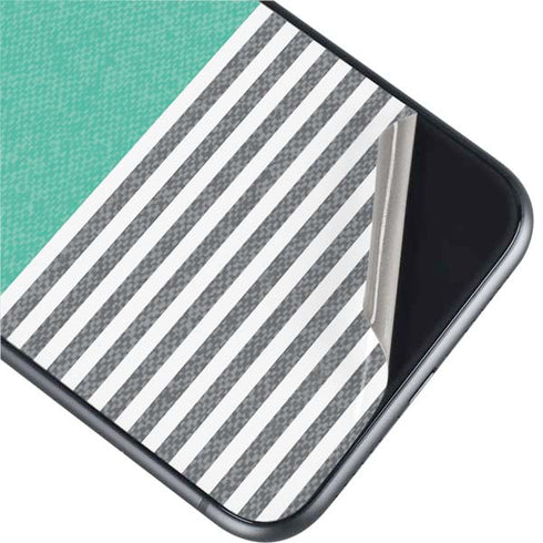 Teal and Grey Stripes iPhone 11 Skin