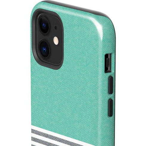 Teal and Grey Stripes iPhone 12 Impact Case