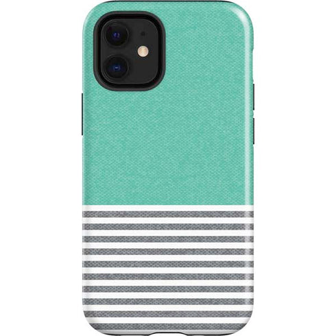 Teal and Grey Stripes iPhone 12 Mini Impact Case