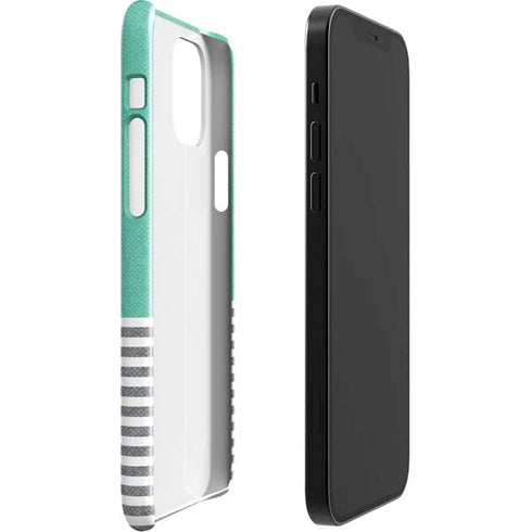 Teal and Grey Stripes iPhone 12 Mini Lite Case