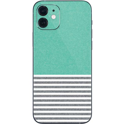 Teal and Grey Stripes iPhone 12 Mini Skin
