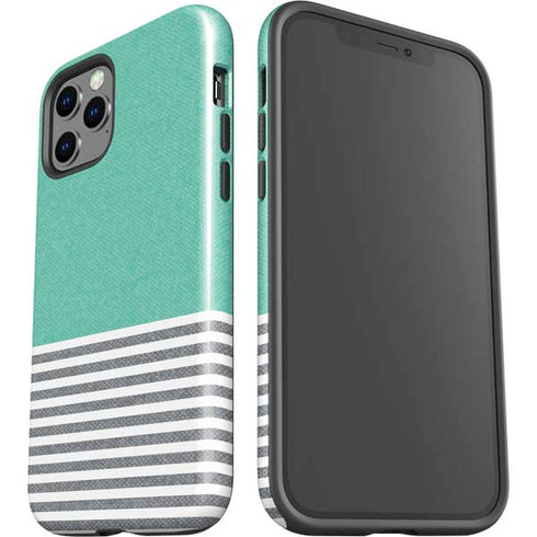 Teal and Grey Stripes iPhone 12 Pro Impact Case