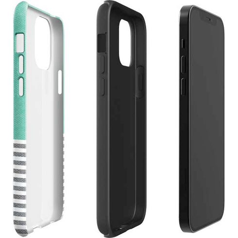 Teal and Grey Stripes iPhone 12 Pro Max Impact Case