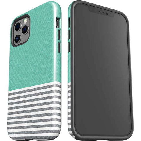 Teal and Grey Stripes iPhone 12 Pro Max Impact Case