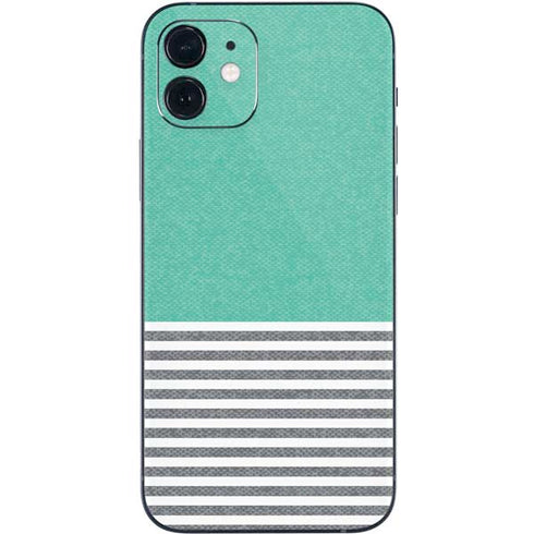 Teal and Grey Stripes iPhone 12 Skin