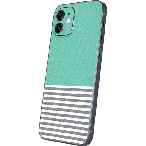 Teal and Grey Stripes iPhone 12 Skin