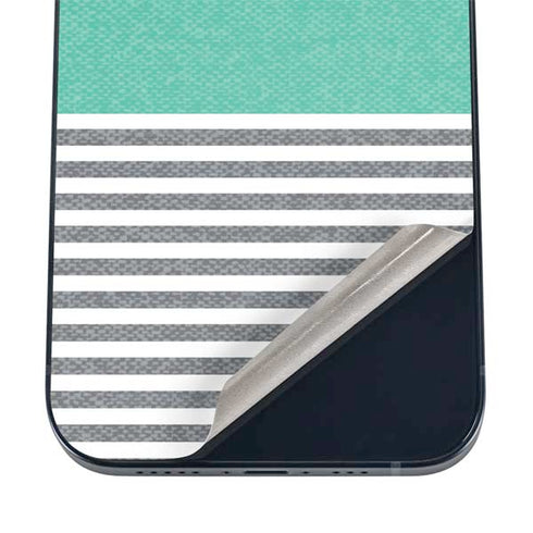 Teal and Grey Stripes iPhone 12 Skin