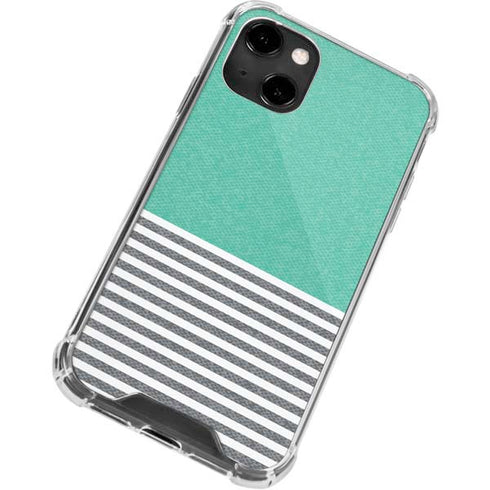 Teal and Grey Stripes iPhone 13 Clear Case