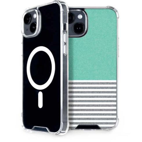 Teal and Grey Stripes iPhone 13 MagSafe Case