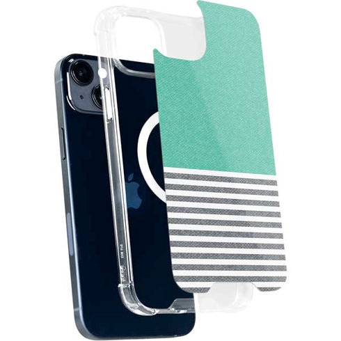 Teal and Grey Stripes iPhone 13 MagSafe Case