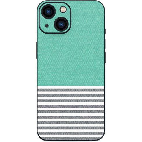 Teal and Grey Stripes iPhone 13 Mini Skin
