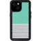 Teal and Grey Stripes iPhone 13 Mini Waterproof Case