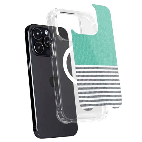 Teal and Grey Stripes iPhone 13 Pro MagSafe Case