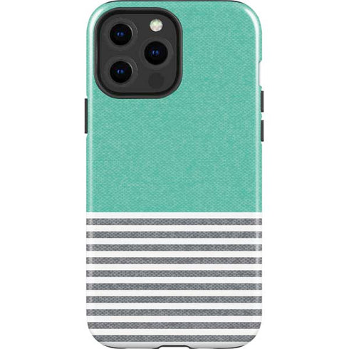 Teal and Grey Stripes iPhone 13 Pro Max Impact Case