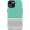 Teal and Grey Stripes iPhone 15 Plus Impact Case