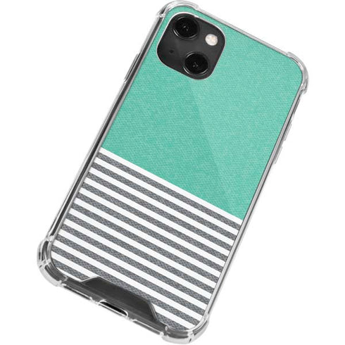 Teal and Grey Stripes iPhone 14 Plus Clear Case