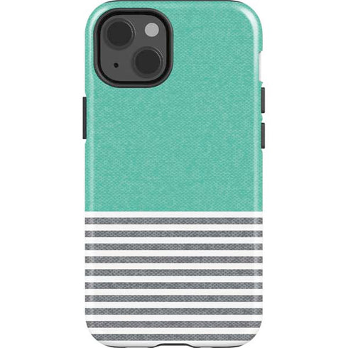 Teal and Grey Stripes iPhone 15 Impact Case