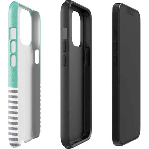 Teal and Grey Stripes iPhone 15 Pro Max Impact Case