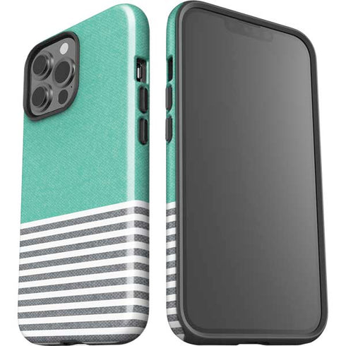 Teal and Grey Stripes iPhone 15 Pro Max Impact Case
