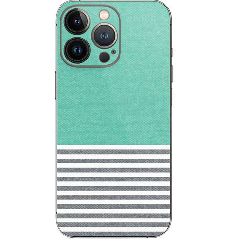 Teal and Grey Stripes iPhone 15 Pro Skin