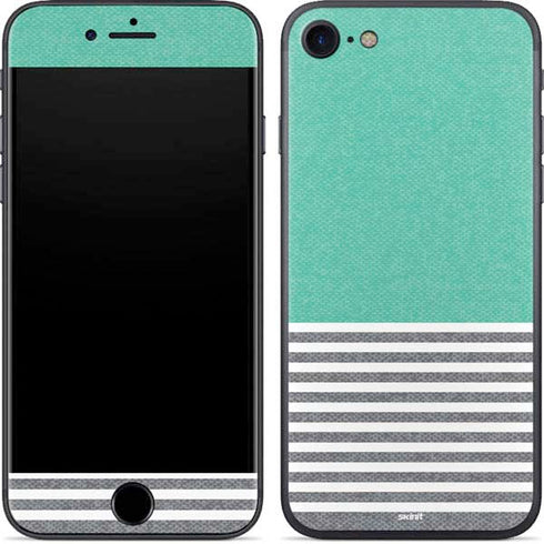 Teal and Grey Stripes iPhone 7 Skin