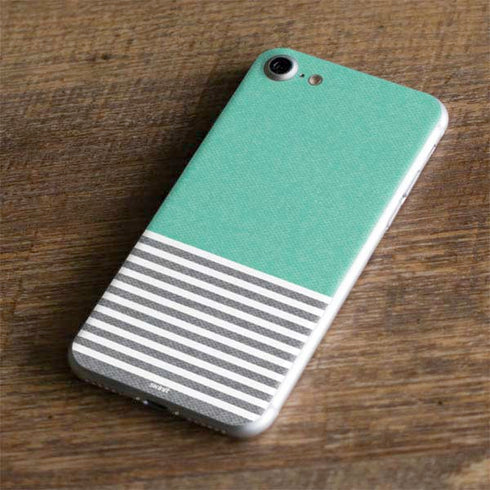 Teal and Grey Stripes iPhone 8 Skin