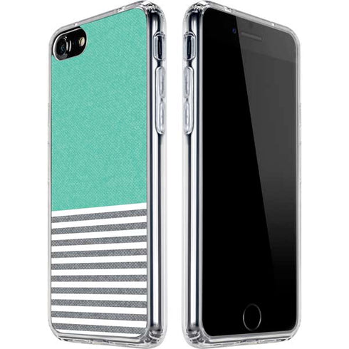 Teal and Grey Stripes iPhone SE (2nd & 3rd Gen) Clear Case